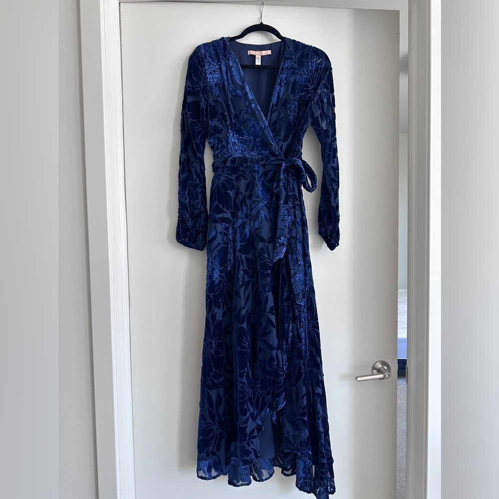 Anthropology Maxi velvet blue dress
